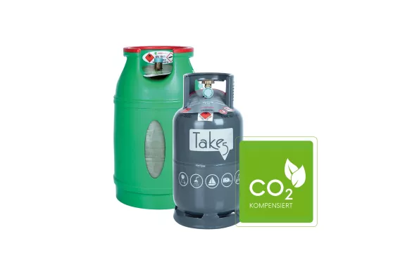 Gasflaschen mit CO2-kompensiertes Gas